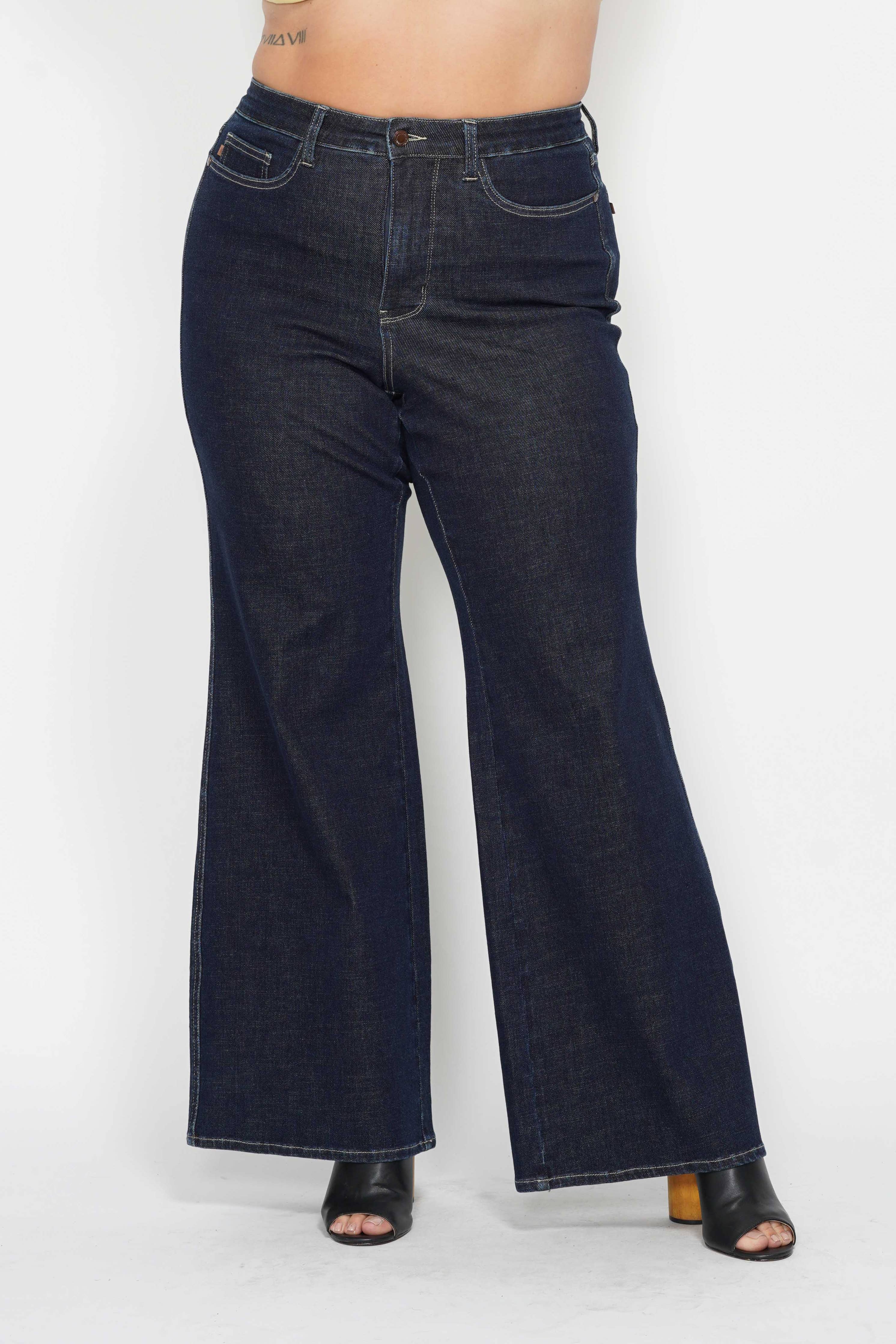 Judy Blue Plus Size High Waisted Tummy Control Retro Wide Leg Jeans